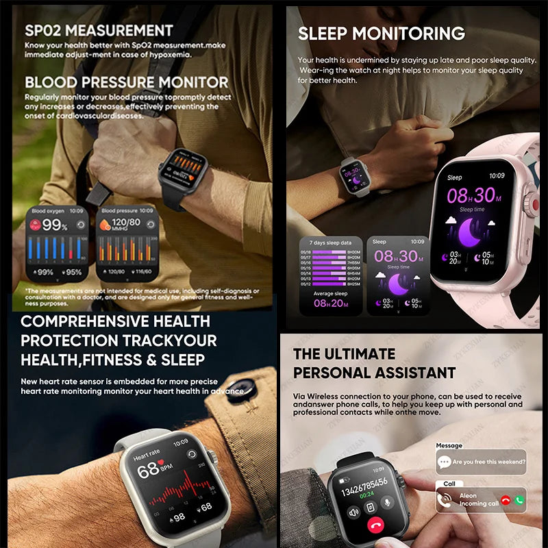 UltraMax Smartwatch 1.85" HD Full Touch Screen - 1000mAh Battery, Bluetooth Call, IP68 Waterproof, Compatible with Apple Watch Ultra 2
