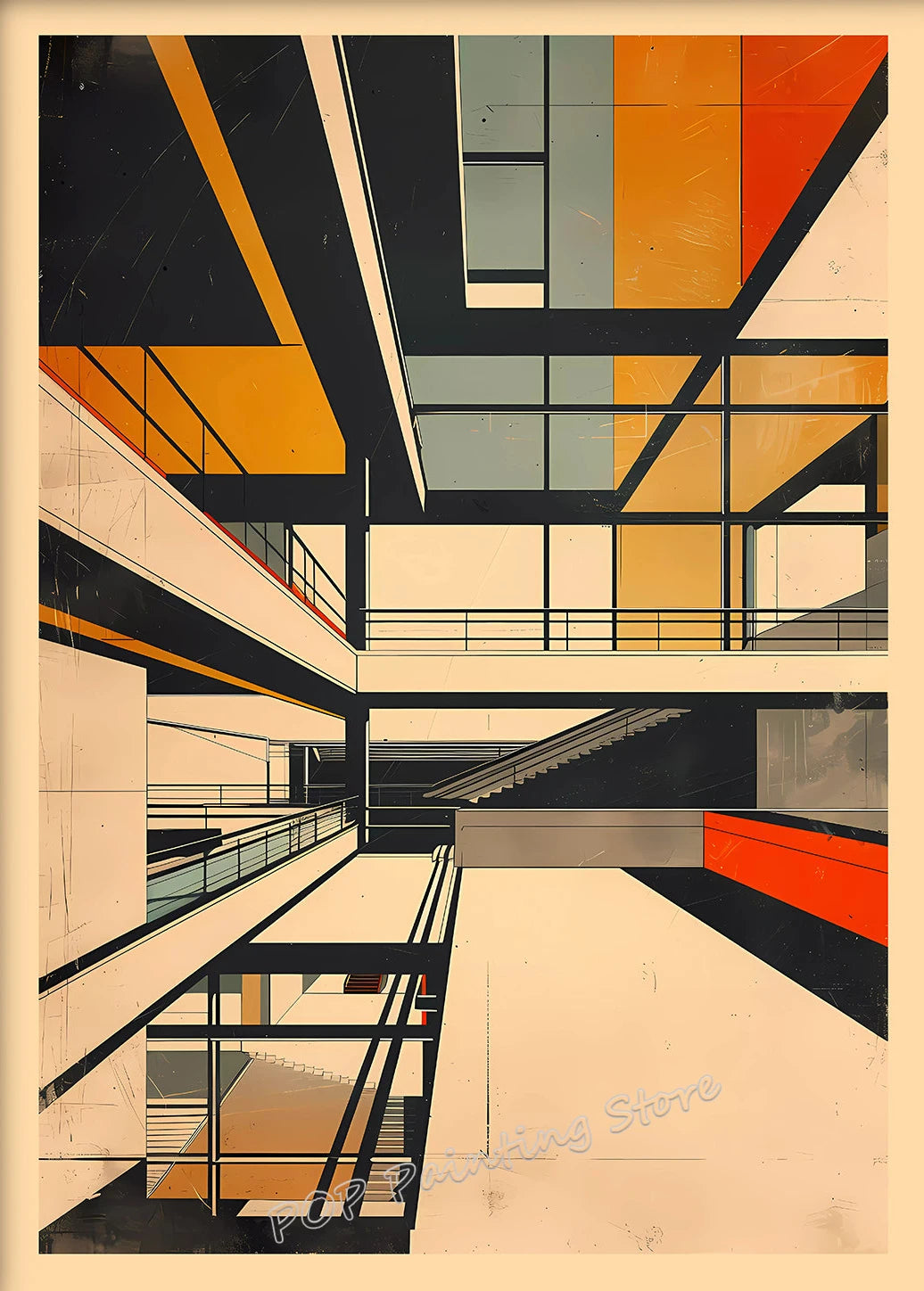 Retro Form – Mid-Century Bauhaus Architecture Wall Décor