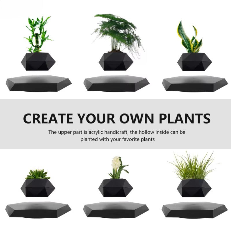 Magnetic Levitating Plant Pot – Floating Rotating Planter for Modern Home Décor