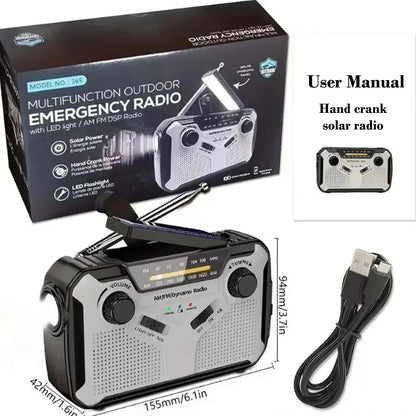 EcoCharge Emergency Radio 4000mAh – Solar & Hand Crank Power