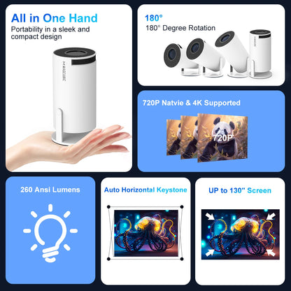 Premium Cubic Pro Smart Projector - 4K Support - Indoor/Outdoor Cinema Experience