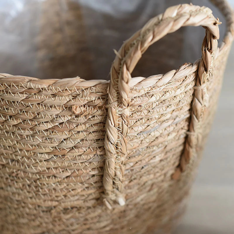 Natural Woven Plant Basket – Handmade Nordic Flower Pot for Home & Garden
