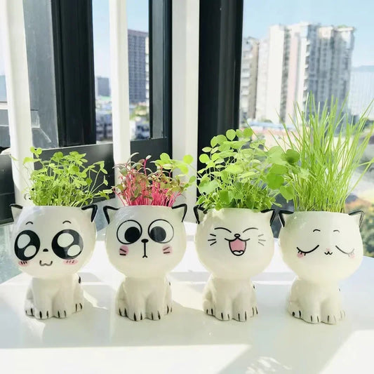 Mini Cat Ceramic Planter – Cute Desktop Flower Pot for Home & Office Décor