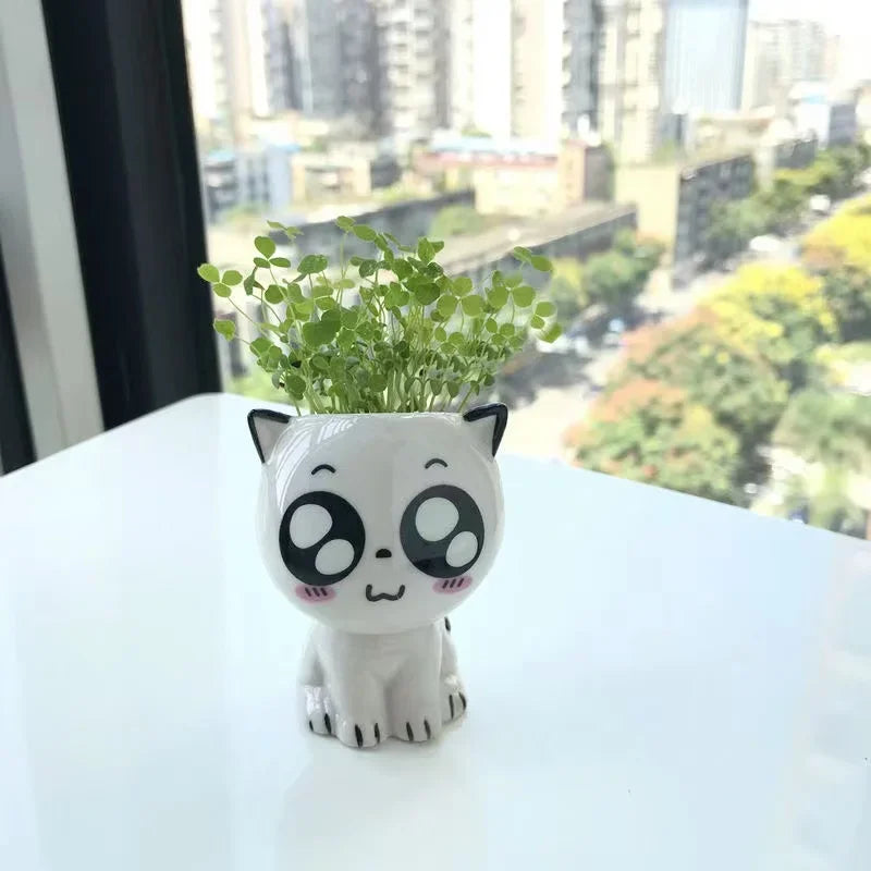 Mini Cat Ceramic Planter – Cute Desktop Flower Pot for Home & Office Décor