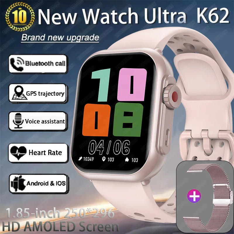 UltraMax Smartwatch 1.85" HD Full Touch Screen  - 1000mAh Battery, Bluetooth Call, IP68 Waterproof, Compatible with Apple Watch Ultra 2