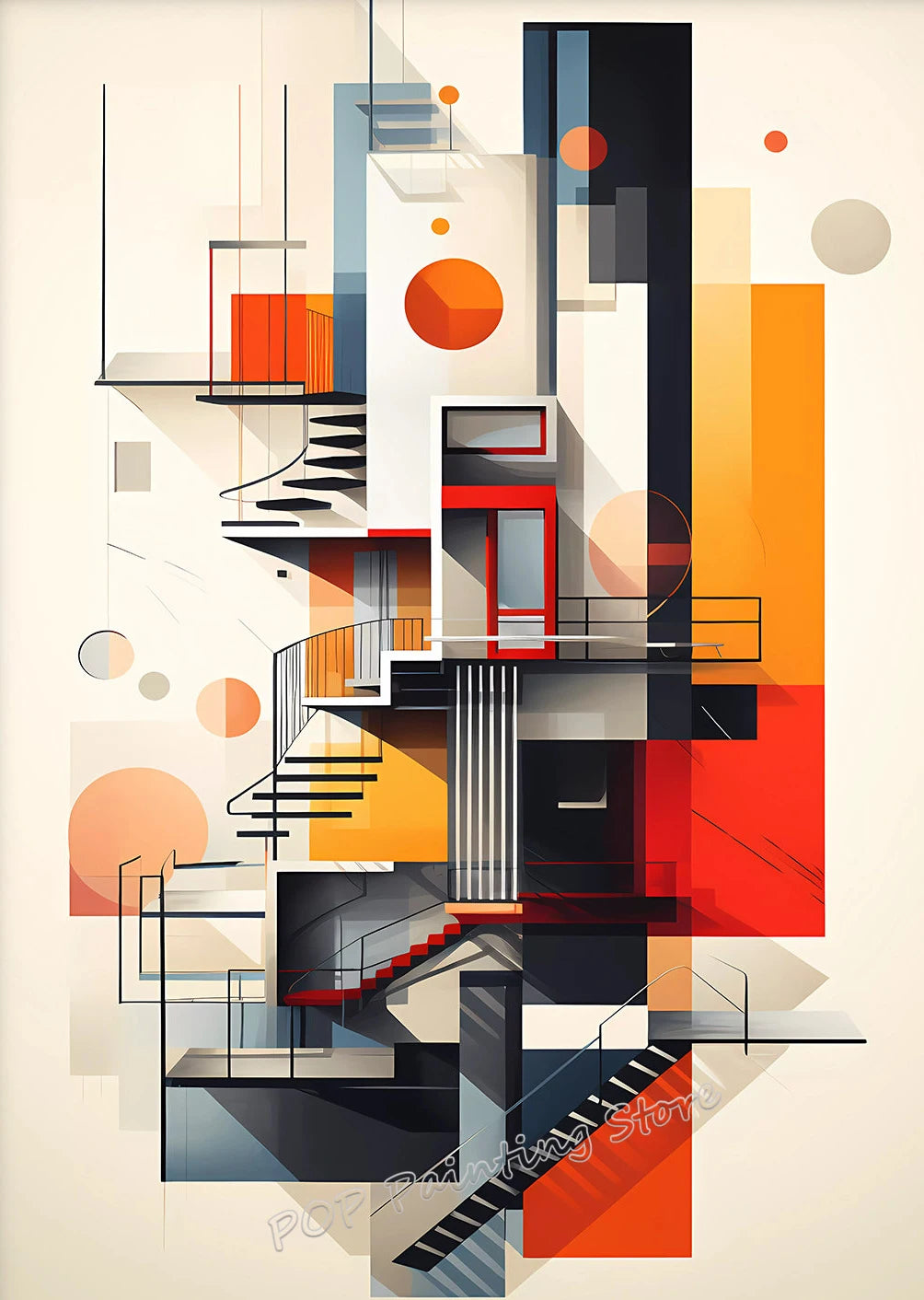 Retro Form – Mid-Century Bauhaus Architecture Wall Décor
