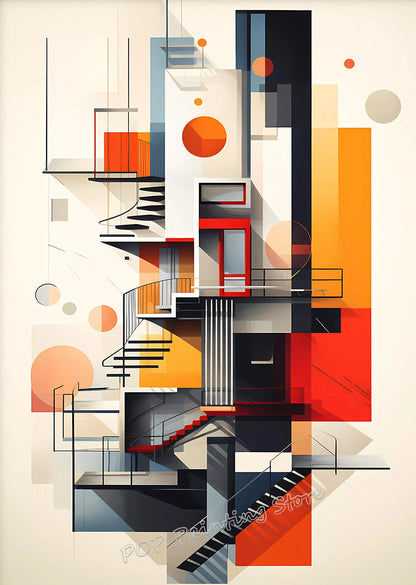 Retro Form – Mid-Century Bauhaus Architecture Wall Décor