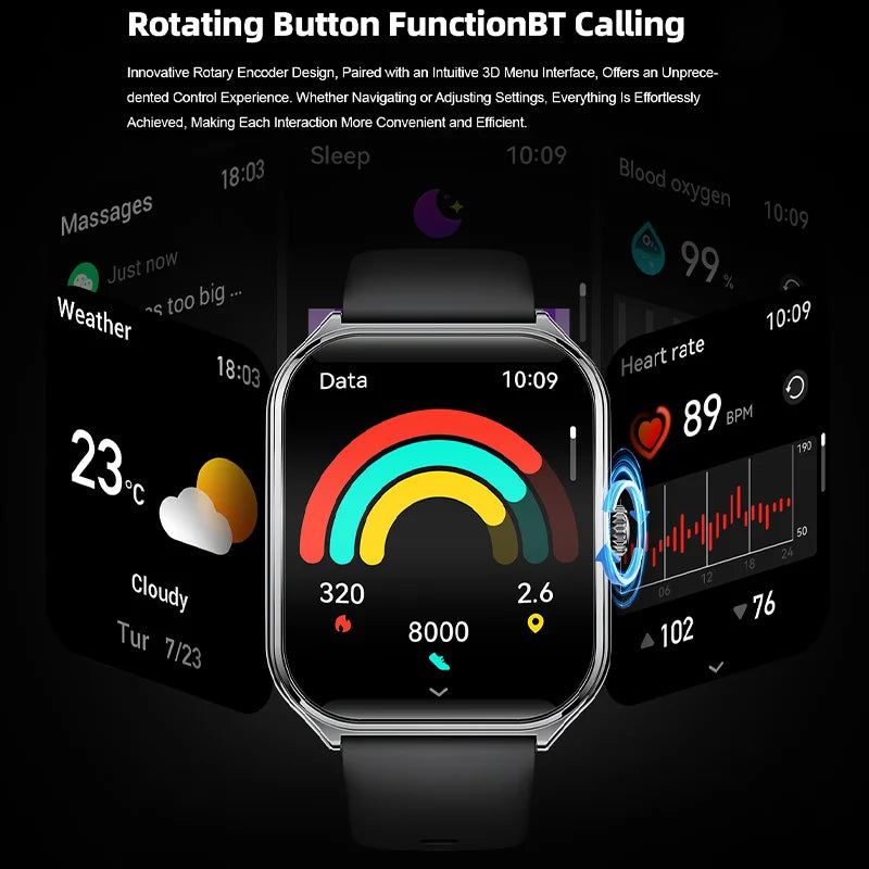 PrimeView Ultra Thin Smart Watch 1.96" AMOLED 360x360 HD Display - Always-On Time & Call Reminder - Compatible with Huawei & Android Phones