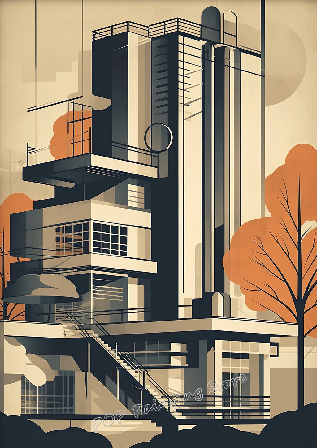 Retro Form – Mid-Century Bauhaus Architecture Wall Décor