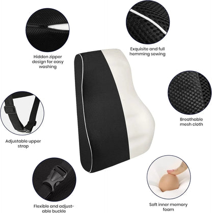 ComfortRest Lumbar Support Cushion - Ultimate Back Relief for Home, Office & Car