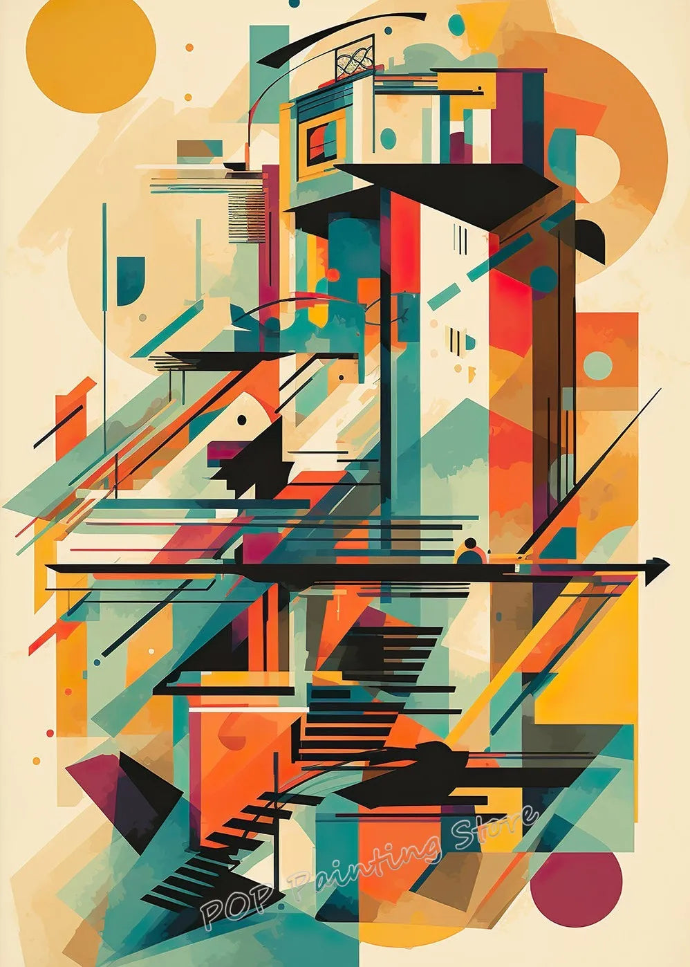 Retro Form – Mid-Century Bauhaus Architecture Wall Décor