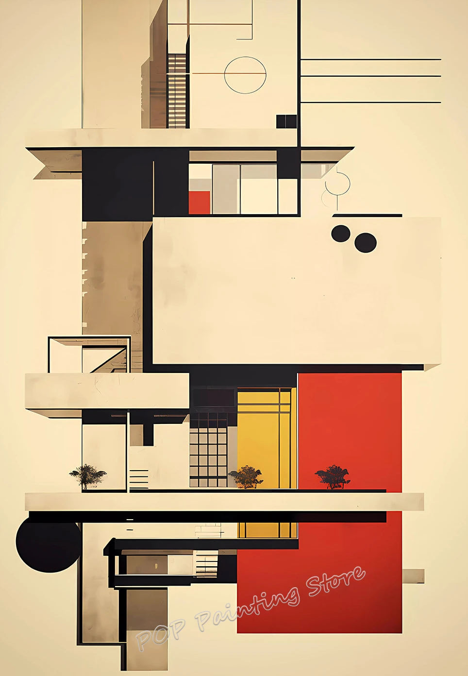 Retro Form – Mid-Century Bauhaus Architecture Wall Décor