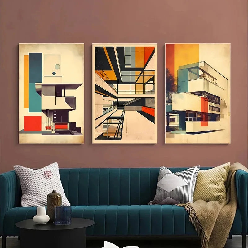 Retro Form – Mid-Century Bauhaus Architecture Wall Décor
