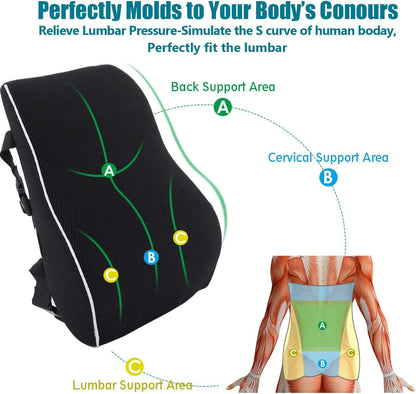 ComfortRest Lumbar Support Cushion - Ultimate Back Relief for Home, Office & Car