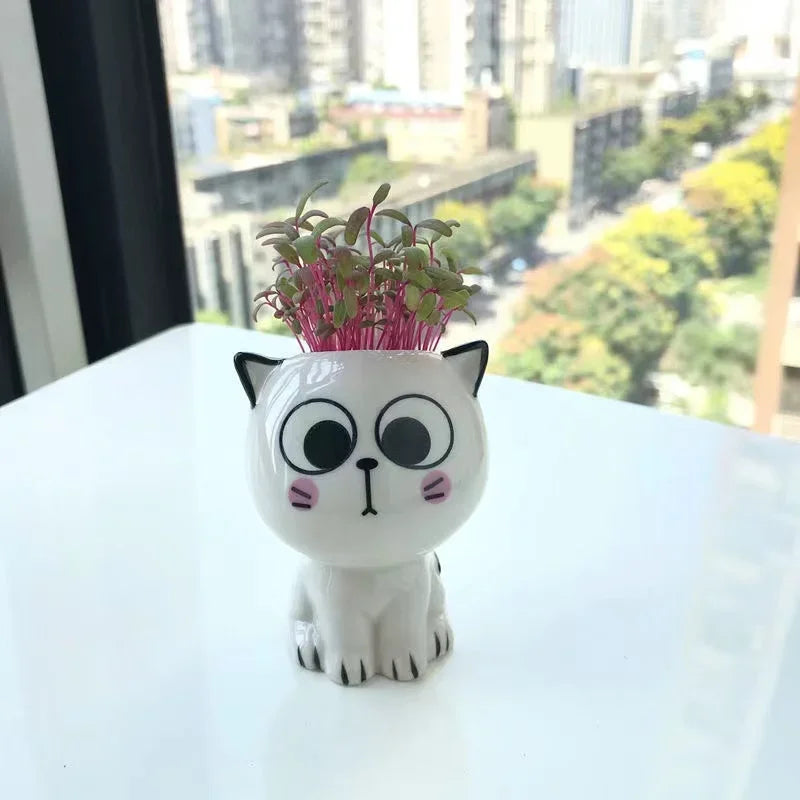 Mini Cat Ceramic Planter – Cute Desktop Flower Pot for Home & Office Décor