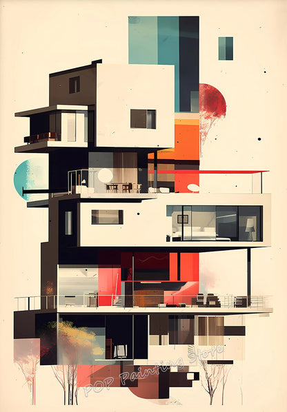 Retro Form – Mid-Century Bauhaus Architecture Wall Décor