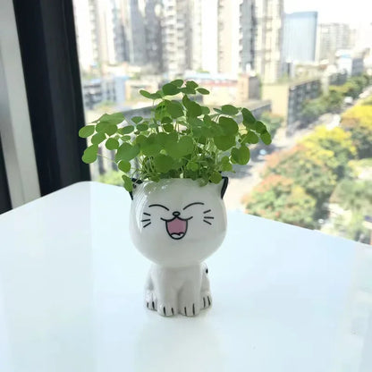 Mini Cat Ceramic Planter – Cute Desktop Flower Pot for Home & Office Décor
