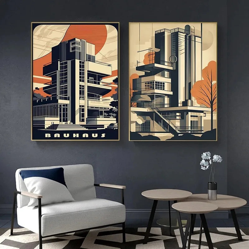 Retro Form – Mid-Century Bauhaus Architecture Wall Décor