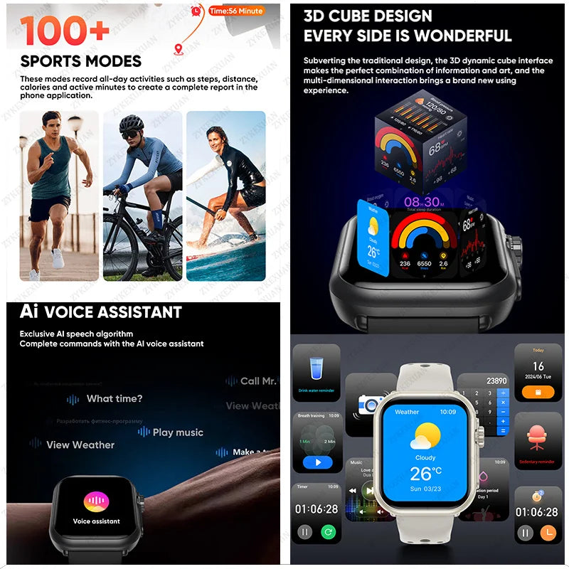 UltraMax Smartwatch 1.85" HD Full Touch Screen  - 1000mAh Battery, Bluetooth Call, IP68 Waterproof, Compatible with Apple Watch Ultra 2