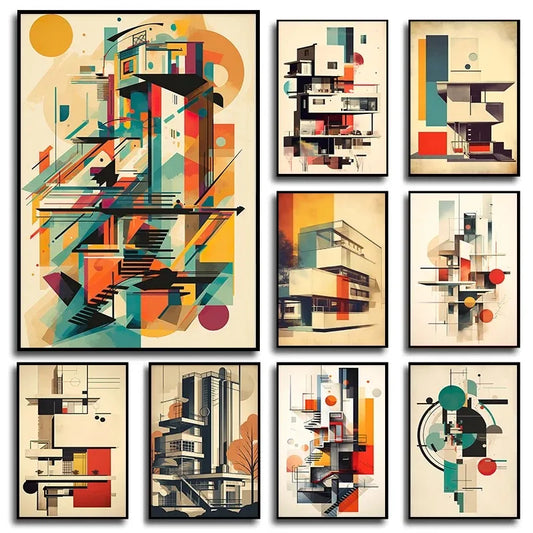 Retro Form – Mid-Century Bauhaus Architecture Wall Décor