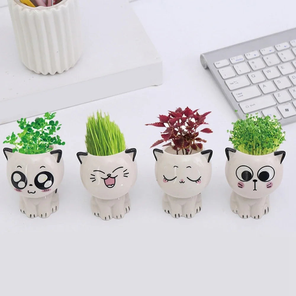 Mini Cat Ceramic Planter – Cute Desktop Flower Pot for Home & Office Décor