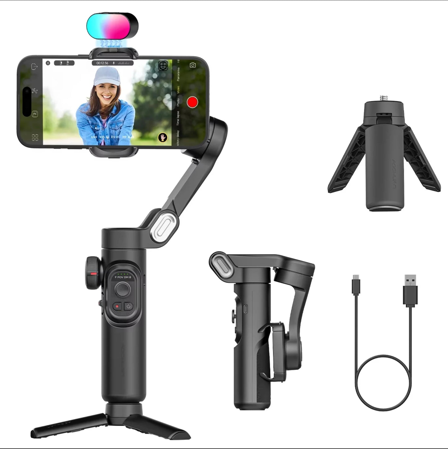 SmartXE 3-Axis Phone Gimbal | AI Face Tracking Stabiliser for iPhone & Android Vlogging