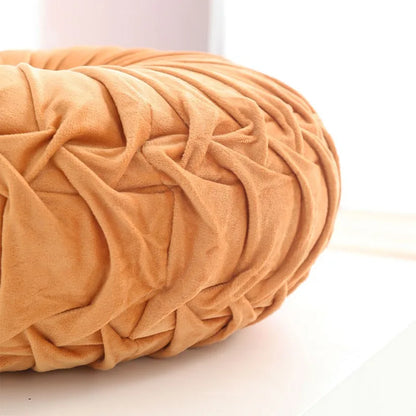 Velvet Harvest – Hand-Sewn Pleated Pumpkin Cushion