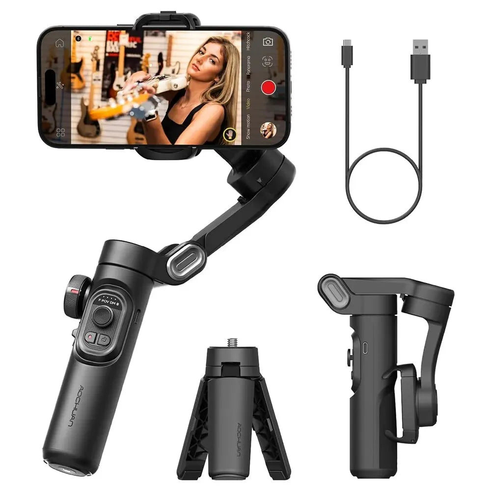 SmartXE 3-Axis Phone Gimbal | AI Face Tracking Stabiliser for iPhone & Android Vlogging