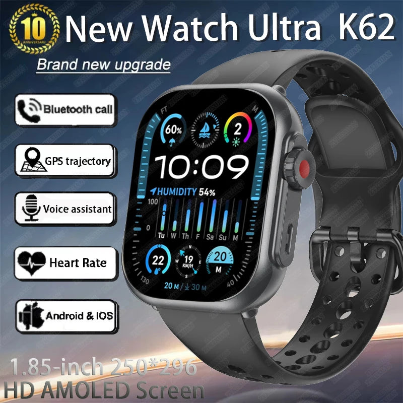 UltraMax Smartwatch 1.85" HD Full Touch Screen  - 1000mAh Battery, Bluetooth Call, IP68 Waterproof, Compatible with Apple Watch Ultra 2