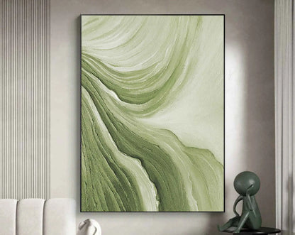 Modern Essence – 3D Gold & Green Abstract Art for Home Décor