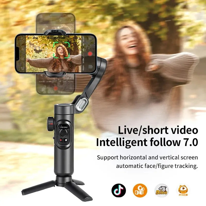 SmartXE 3-Axis Phone Gimbal | AI Face Tracking Stabiliser for iPhone & Android Vlogging