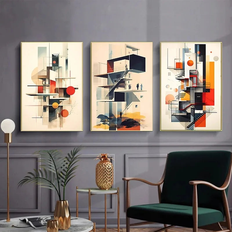 Retro Form – Mid-Century Bauhaus Architecture Wall Décor