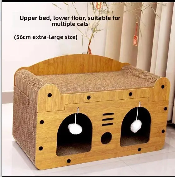 Kittens Comfort Den - 4-Season Cat Bed with Scratcher, Toy & Sofa Design for Kittens