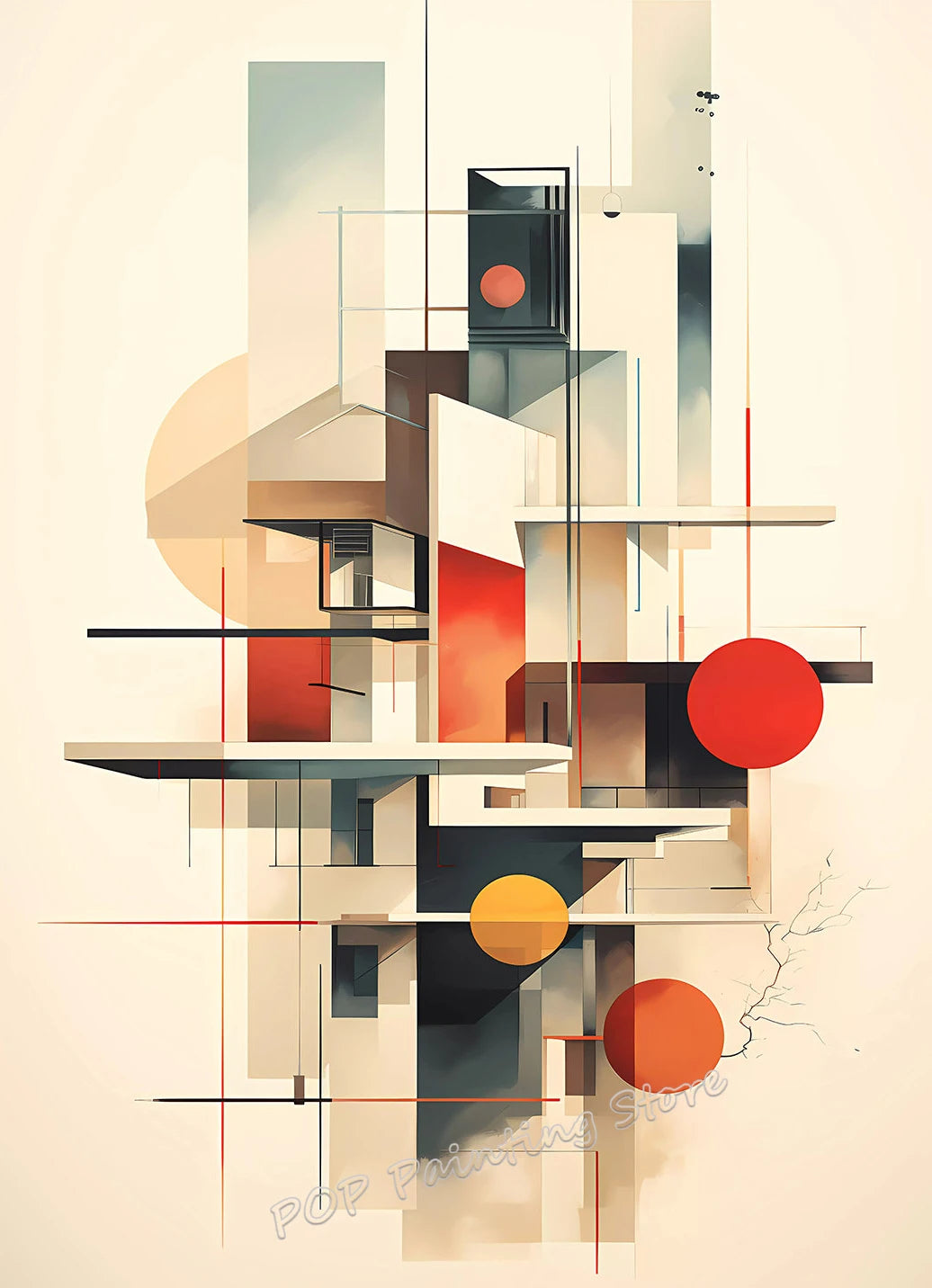 Retro Form – Mid-Century Bauhaus Architecture Wall Décor