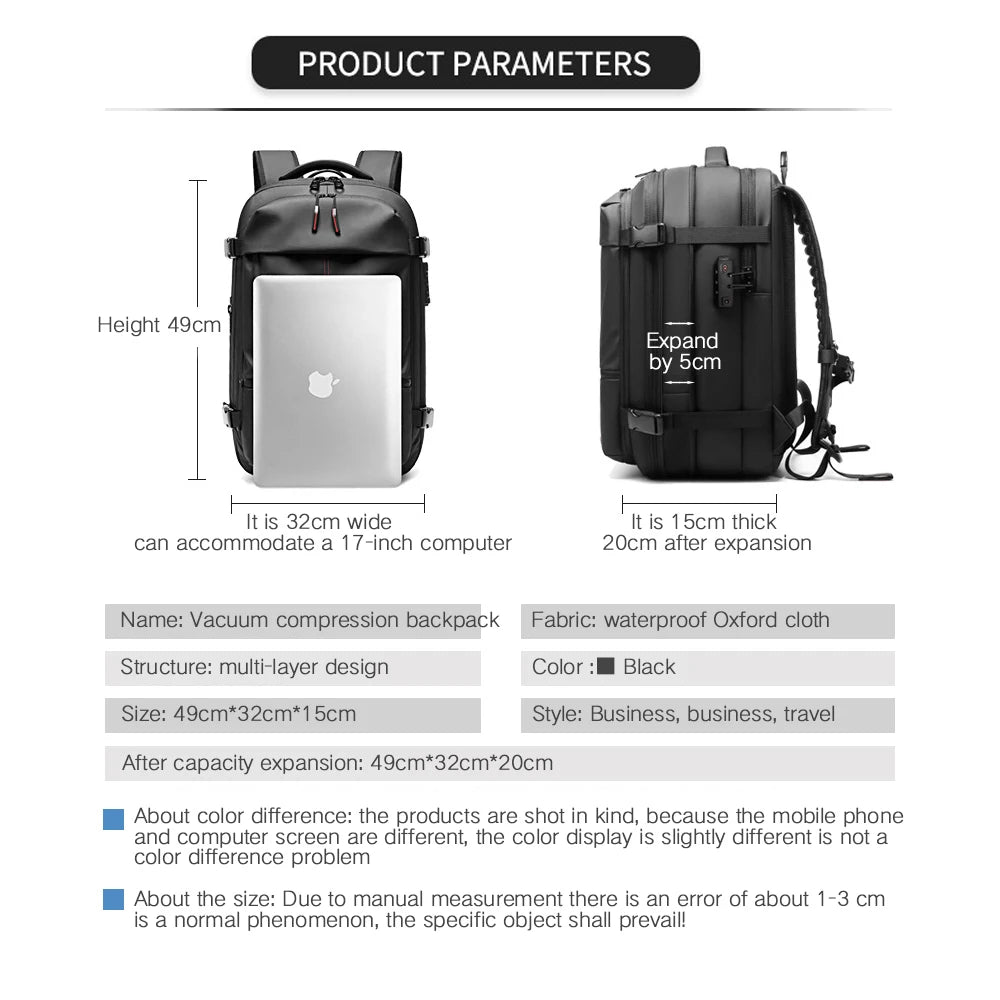 TripGuard Max – 3-in-1 Expandable Travel & Laptop Backpack with Lock