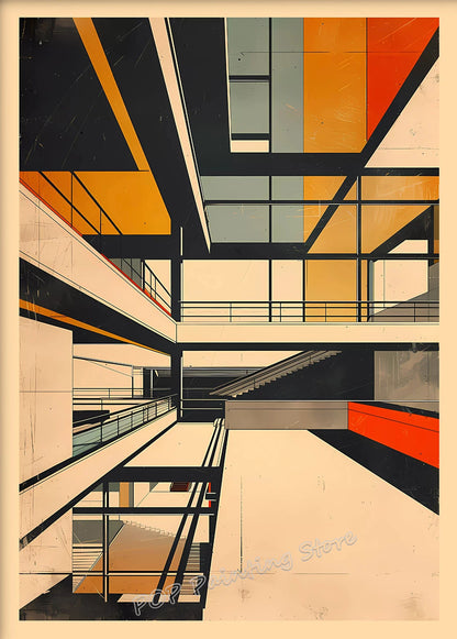 Retro Form – Mid-Century Bauhaus Architecture Wall Décor