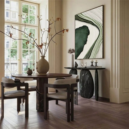 Modern Essence – 3D Gold & Green Abstract Art for Home Décor