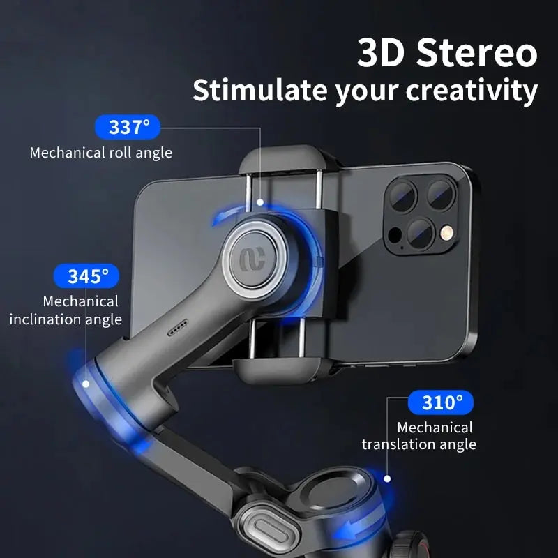 SmartXE 3-Axis Phone Gimbal | AI Face Tracking Stabiliser for iPhone & Android Vlogging