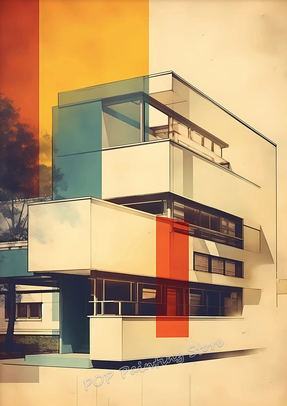 Retro Form – Mid-Century Bauhaus Architecture Wall Décor