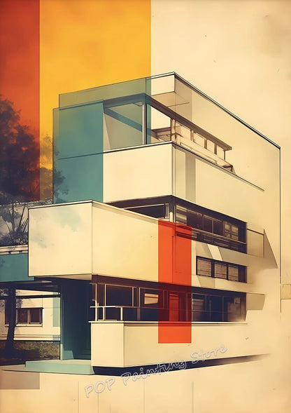 Retro Form – Mid-Century Bauhaus Architecture Wall Décor