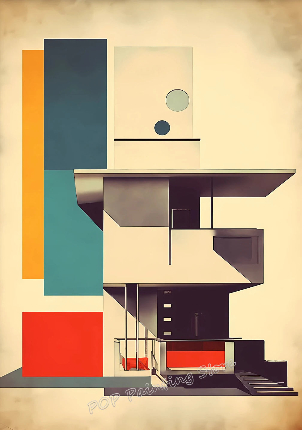 Retro Form – Mid-Century Bauhaus Architecture Wall Décor