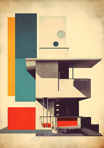 Retro Form – Mid-Century Bauhaus Architecture Wall Décor