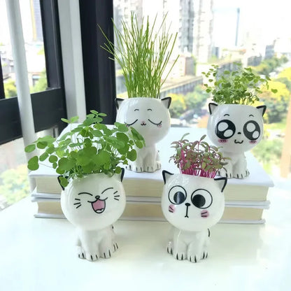 Mini Cat Ceramic Planter – Cute Desktop Flower Pot for Home & Office Décor