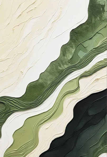 Modern Essence – 3D Gold & Green Abstract Art for Home Décor