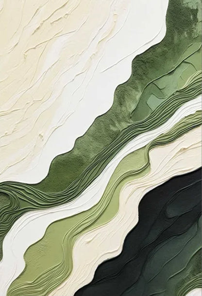 Modern Essence – 3D Gold & Green Abstract Art for Home Décor