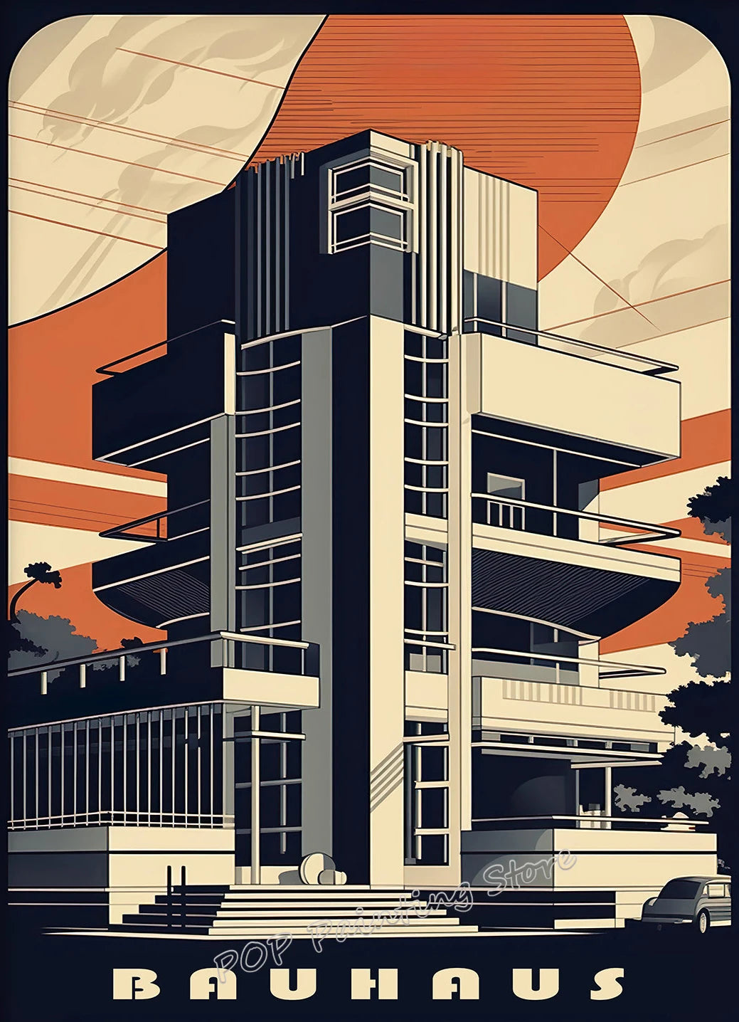 Retro Form – Mid-Century Bauhaus Architecture Wall Décor