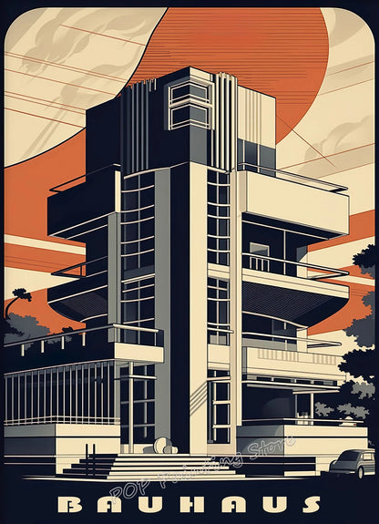 Retro Form – Mid-Century Bauhaus Architecture Wall Décor