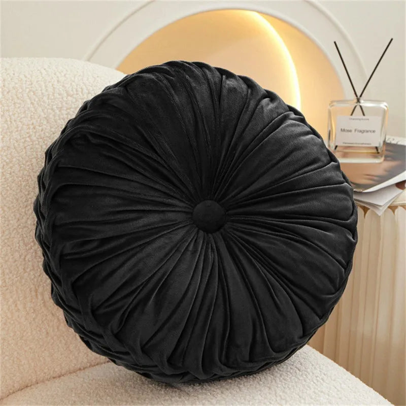 Velvet Harvest – Hand-Sewn Pleated Pumpkin Cushion