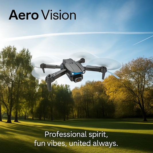 Aero Vision Drone flying outdoors with blue sky background