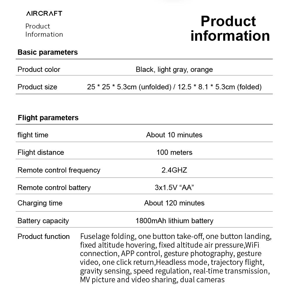 Technical details of the Aero Vision Drone highlighted